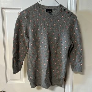 J. Crew - Italian cashmere sweater, gray with pink dots - Size M